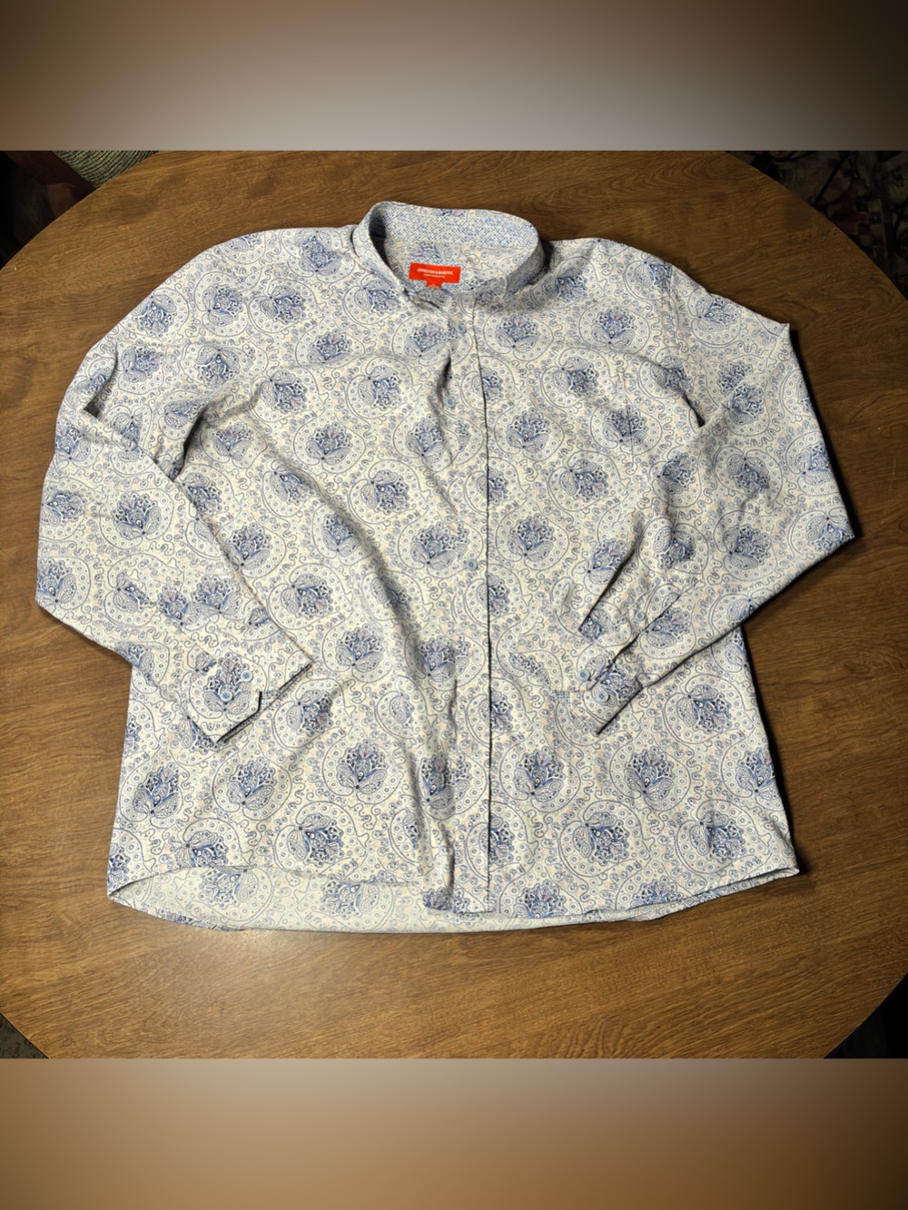 Johnson & Murphy Performance Paisley Floral Stretch Shirt Mens XL Button Up J&M